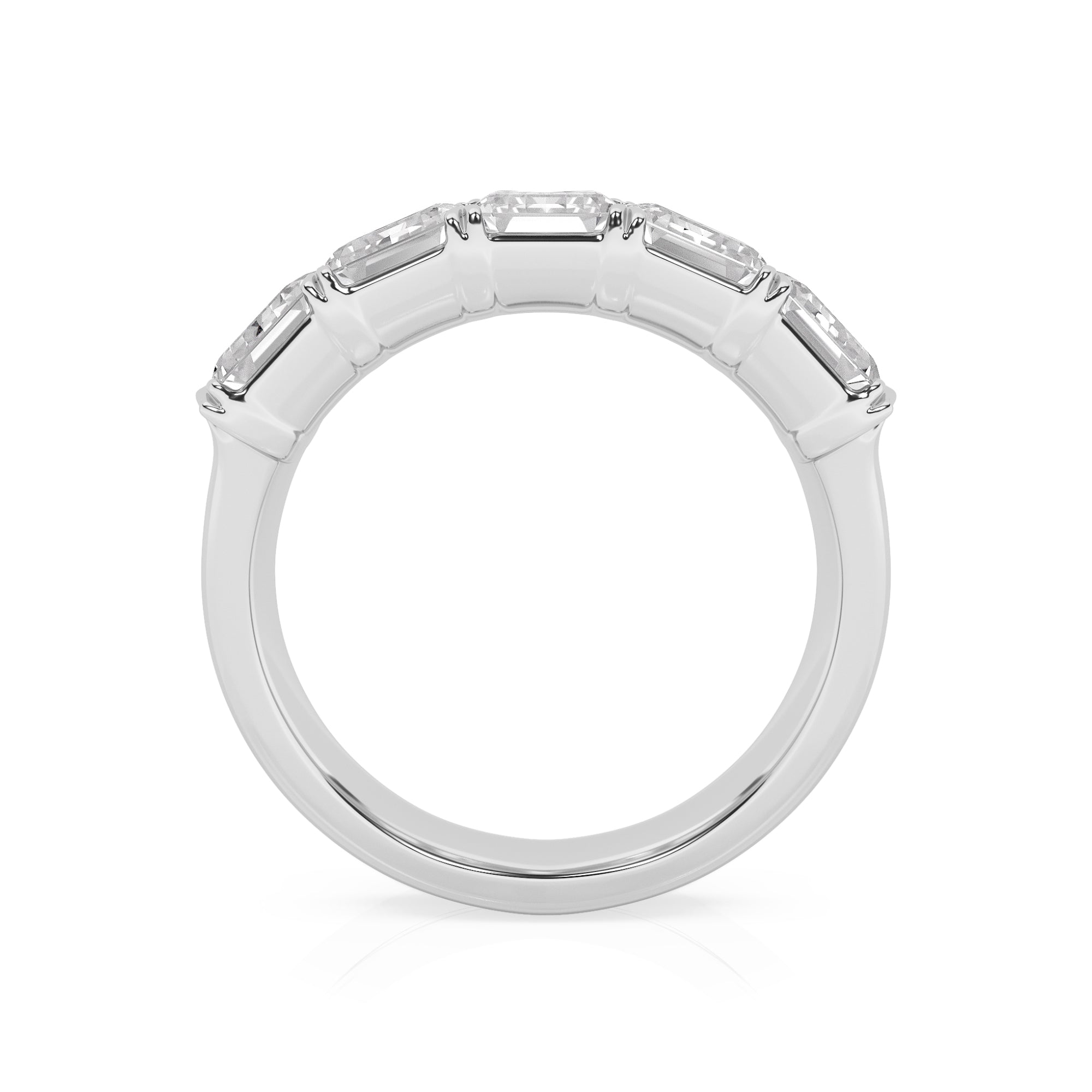 5.00 CT Emerald Lab-Grown Diamond | Five Stone Anniversary Wedding Band Ring | 14K White Gold | G Color | VS Clarity