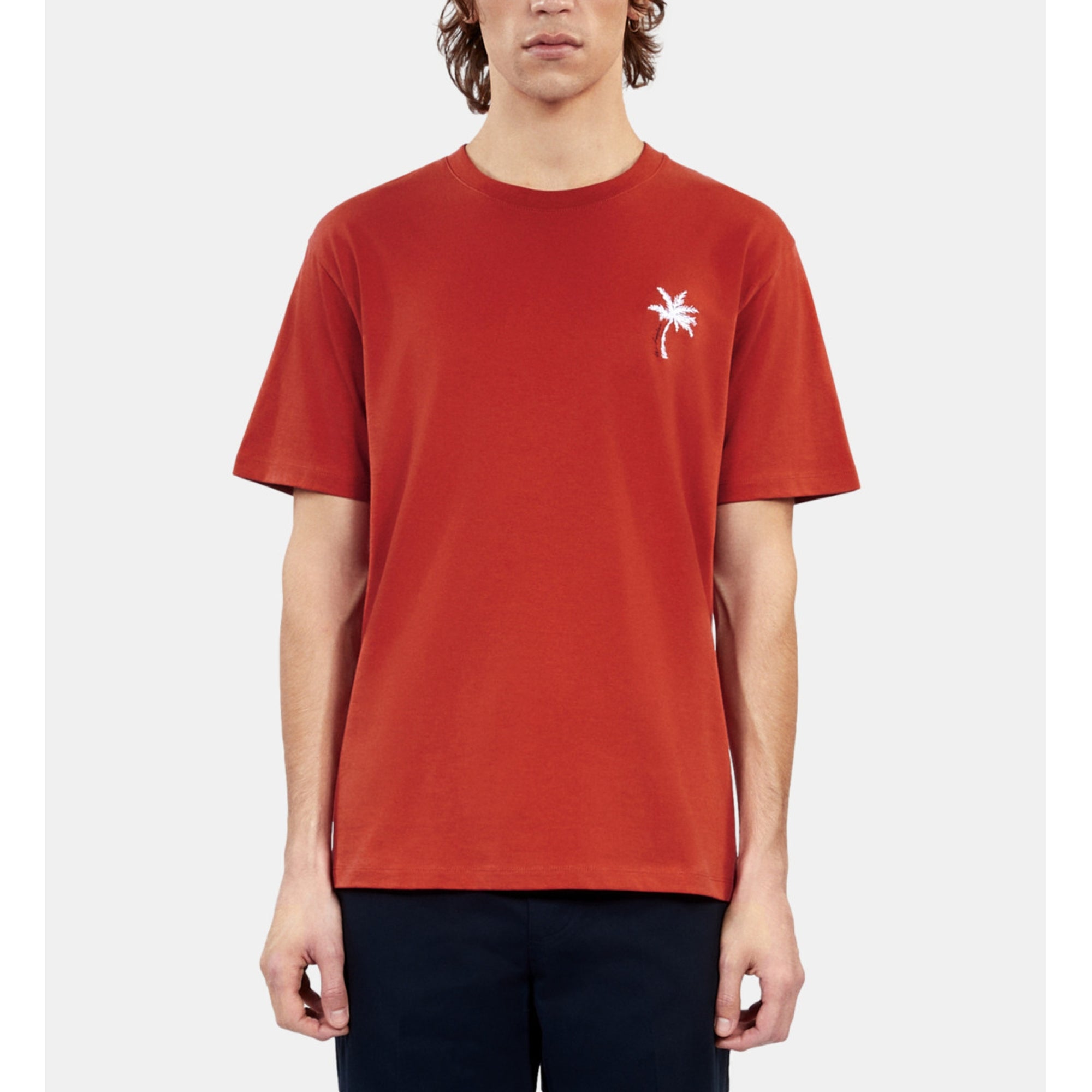 T-Shirt With Palm Tree Embroidery | Men | Red Brique