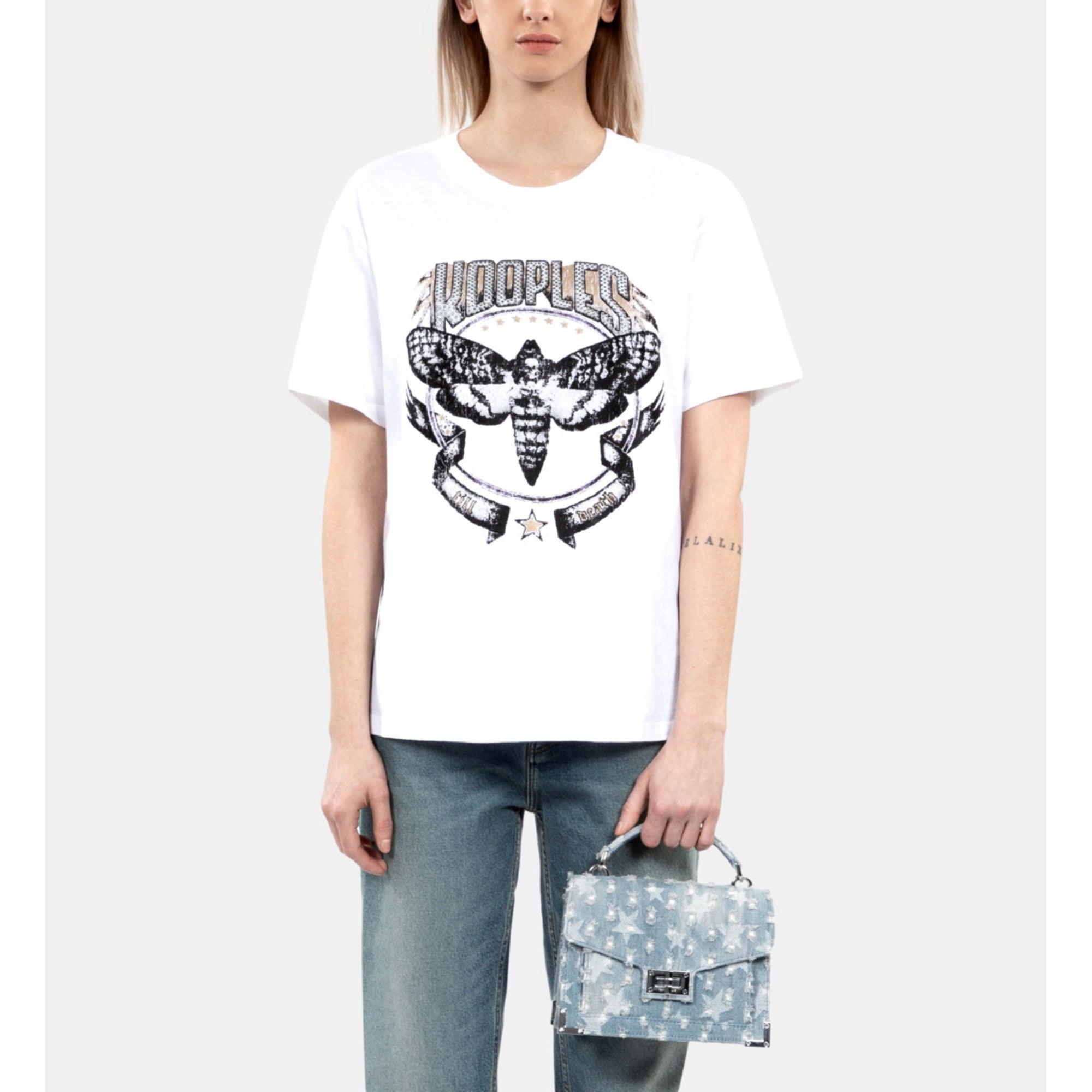 T-Shirt With Skull Butterfly Serigraphy | Women | White