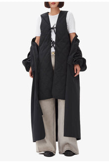 Tech Seersucker Oversized Shell Coat | Black