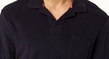 Terry Towelling O.B Stripe Tailored Fit Long-Sleeve Towelling Resort Polo Shirt | Night Iris