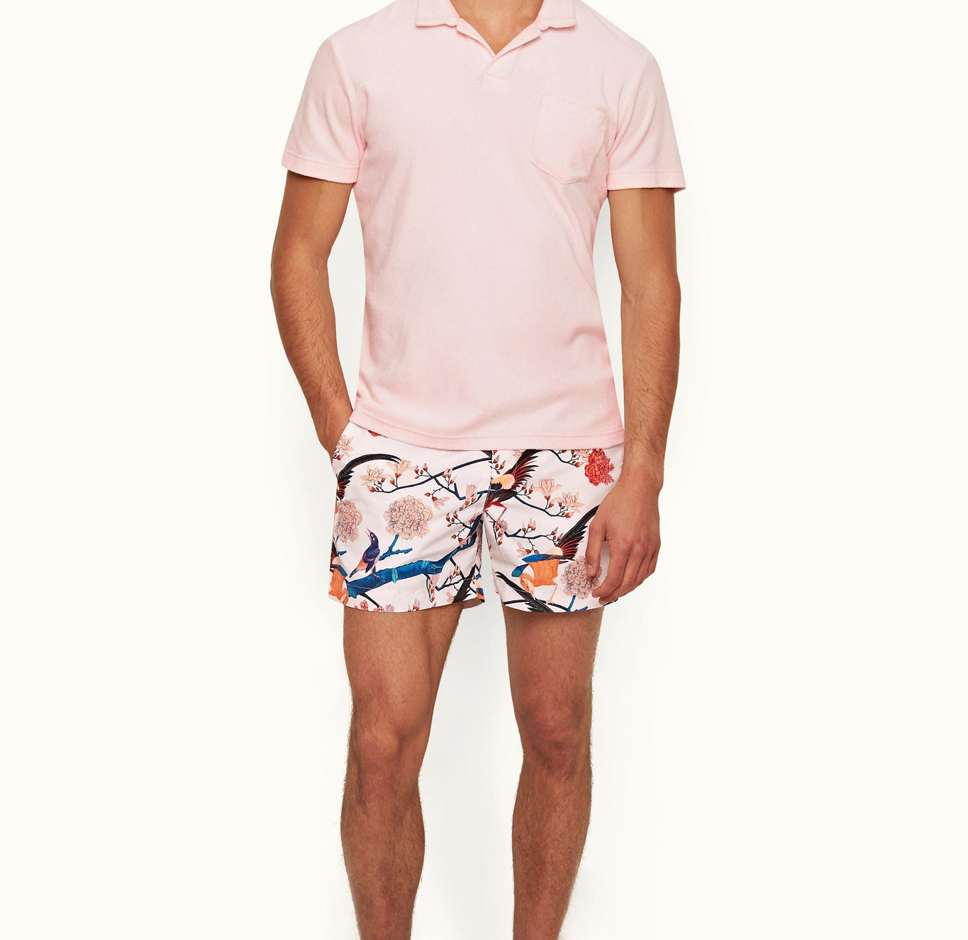 Terry Towelling Tailored Fit Organic Cotton Towelling Resort Polo Shirt | Rose