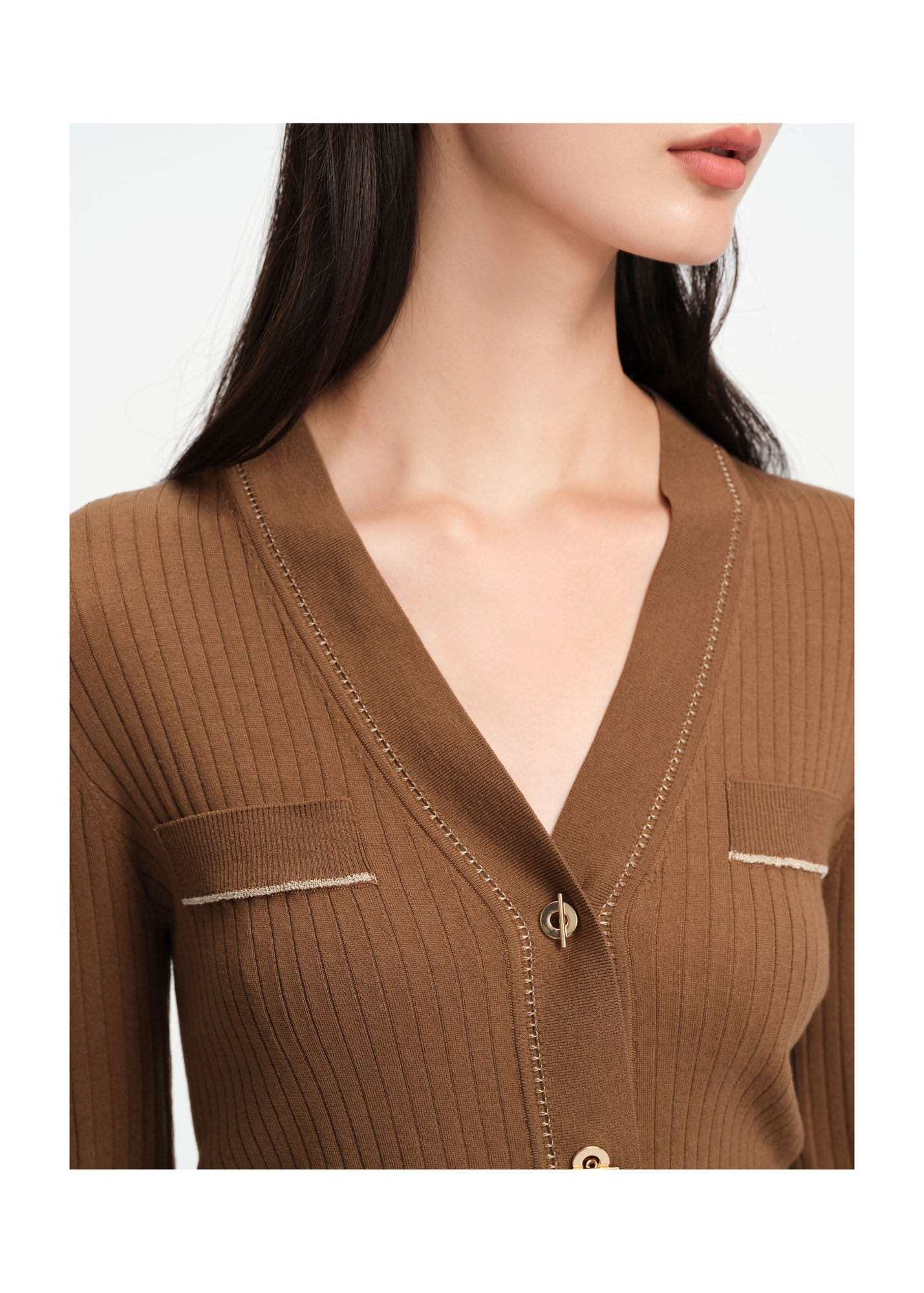 Texture Knit Cardigan | Brown