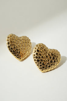 The Textured Heart Earrings | Gold