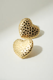 The Textured Heart Earrings | Gold