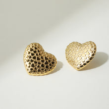 The Textured Heart Earrings | Gold