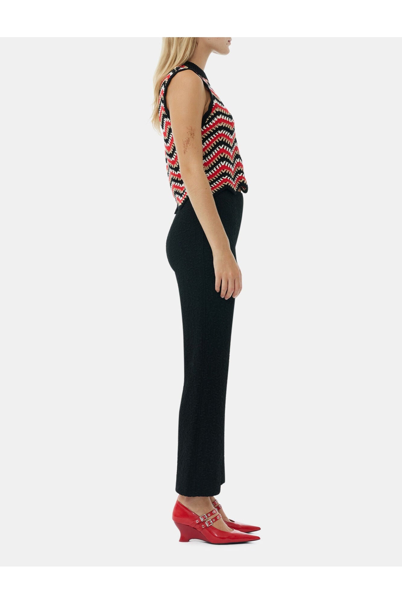 Textured Suiting Cropped Trousers | Black