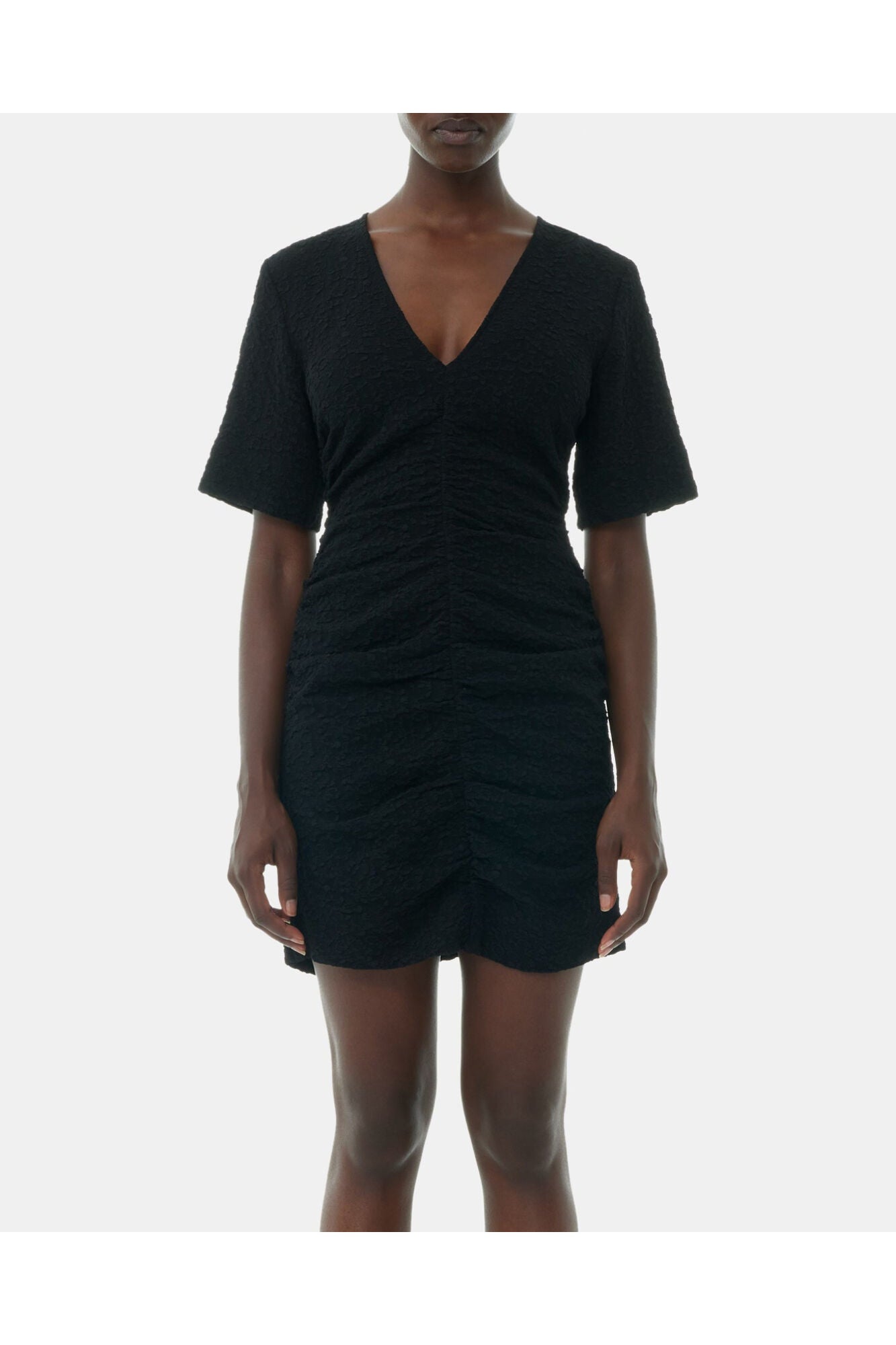 Textured Suiting Mini Dress | Black