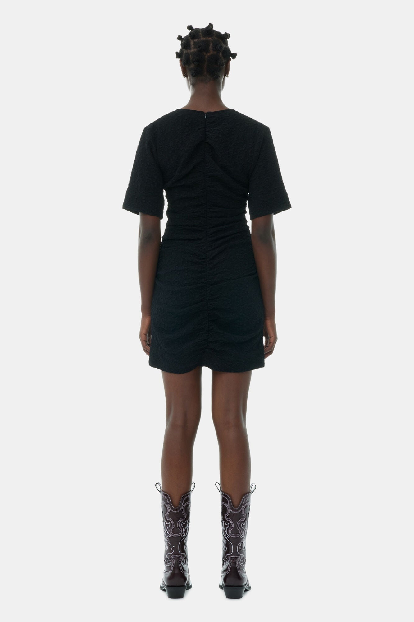 Textured Suiting Mini Dress | Black
