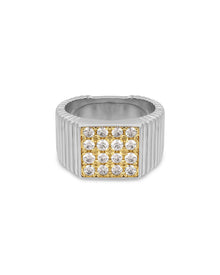 The Pave Square Signet Ring | Cubic Zirconia | Silver