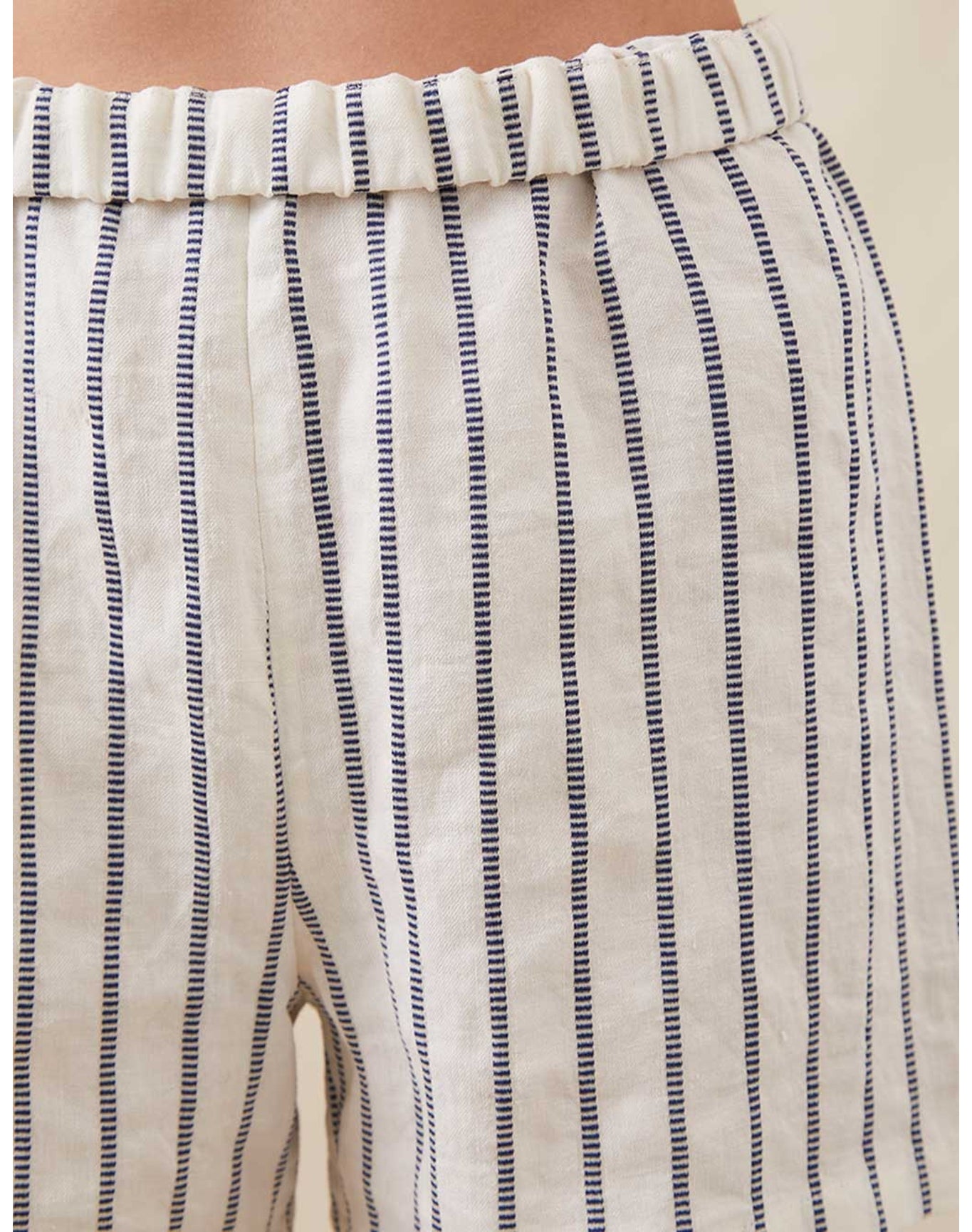 The Beach Shorts In Ticking Stripe | Washed Blue