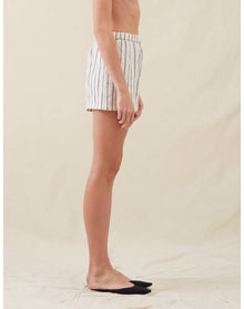 The Beach Shorts In Ticking Stripe | Washed Blue