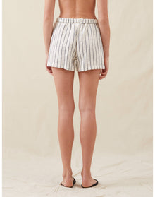 The Beach Shorts In Ticking Stripe | Washed Blue