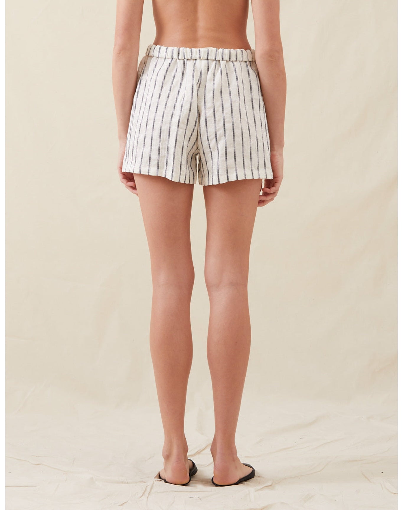 The Beach Shorts In Ticking Stripe | Washed Blue