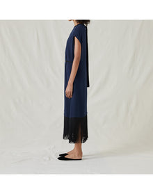 The Crepe Navy Fringe Dress | Navy