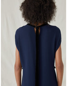 The Crepe Navy Fringe Dress | Navy