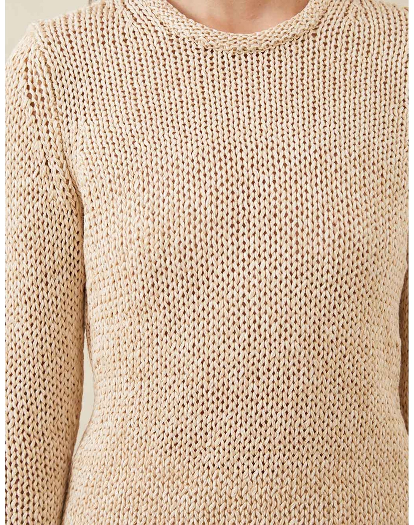 The Open-Weave Crewneck | Straw Melange