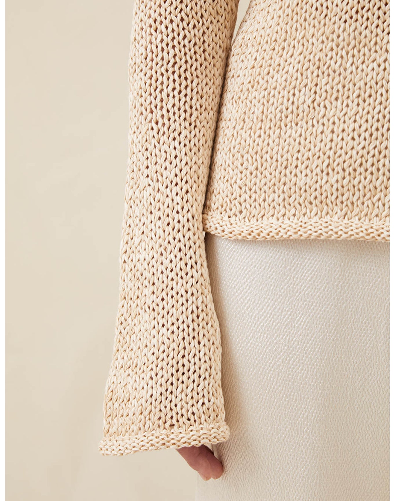 The Open-Weave Crewneck | Straw Melange