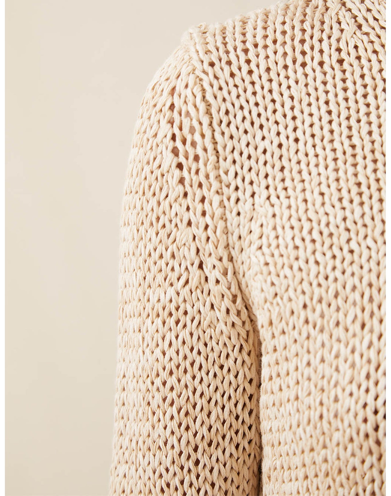 The Open-Weave Crewneck | Straw Melange