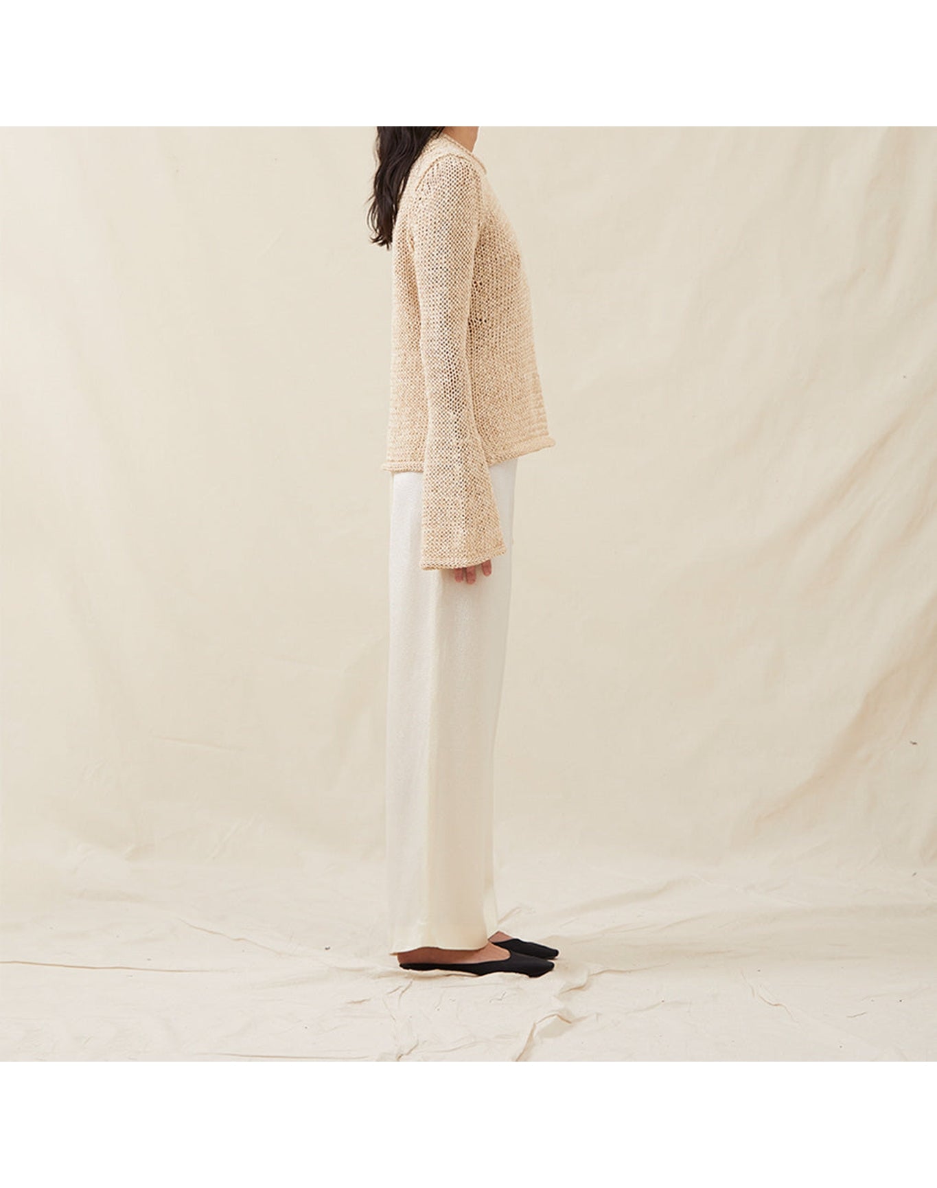 The Open-Weave Crewneck | Straw Melange