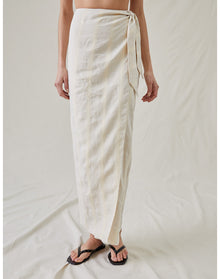 The Sarong Skirt in Bari Stripe | Cream / Cream