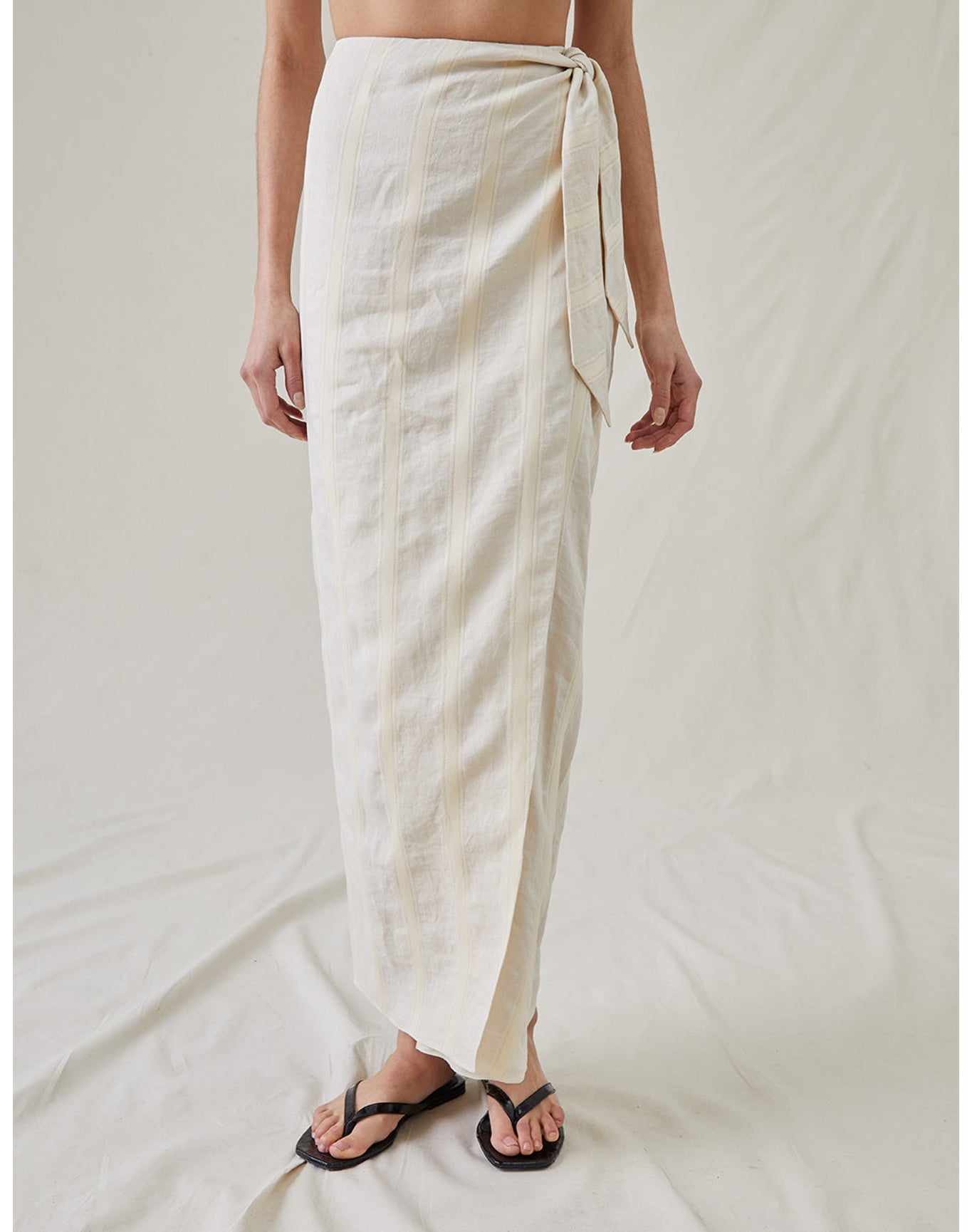 The Sarong Skirt in Bari Stripe | Cream / Cream