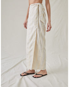 The Sarong Skirt in Bari Stripe | Cream / Cream