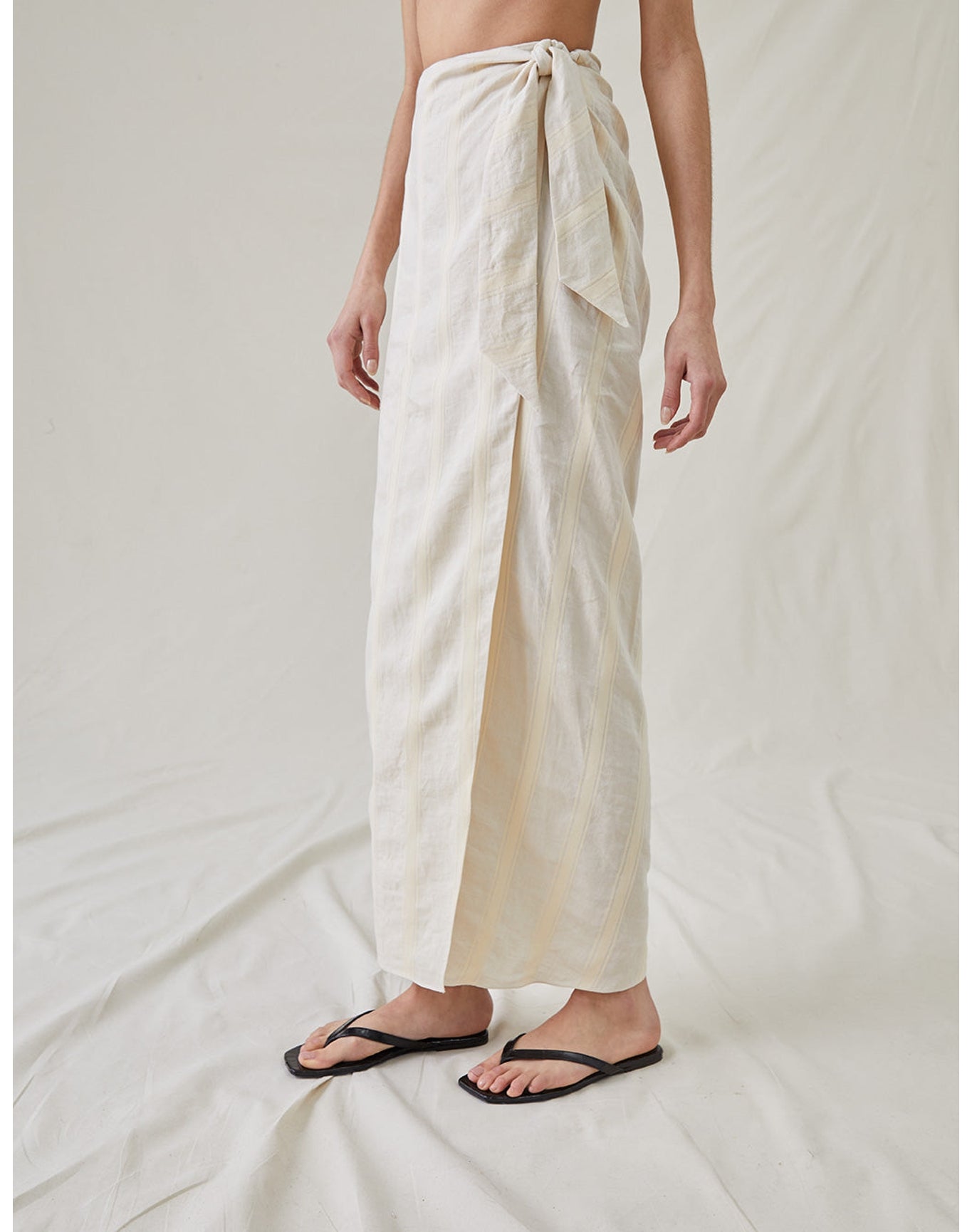 The Sarong Skirt in Bari Stripe | Cream / Cream