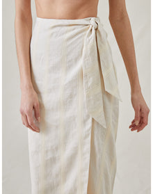The Sarong Skirt in Bari Stripe | Cream / Cream