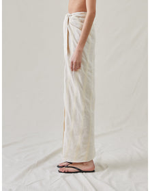 The Sarong Skirt in Bari Stripe | Cream / Cream