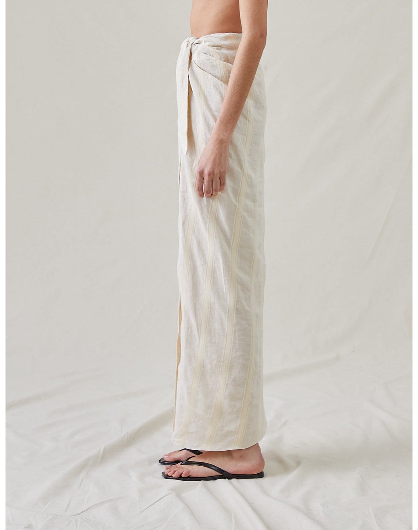 The Sarong Skirt in Bari Stripe | Cream / Cream