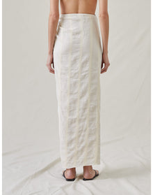 The Sarong Skirt in Bari Stripe | Cream / Cream
