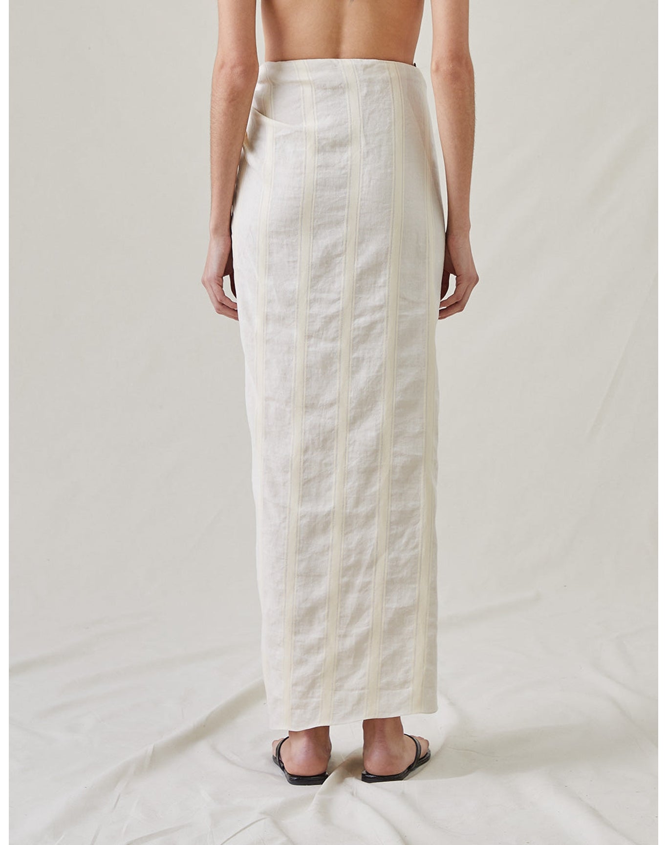 The Sarong Skirt in Bari Stripe | Cream / Cream