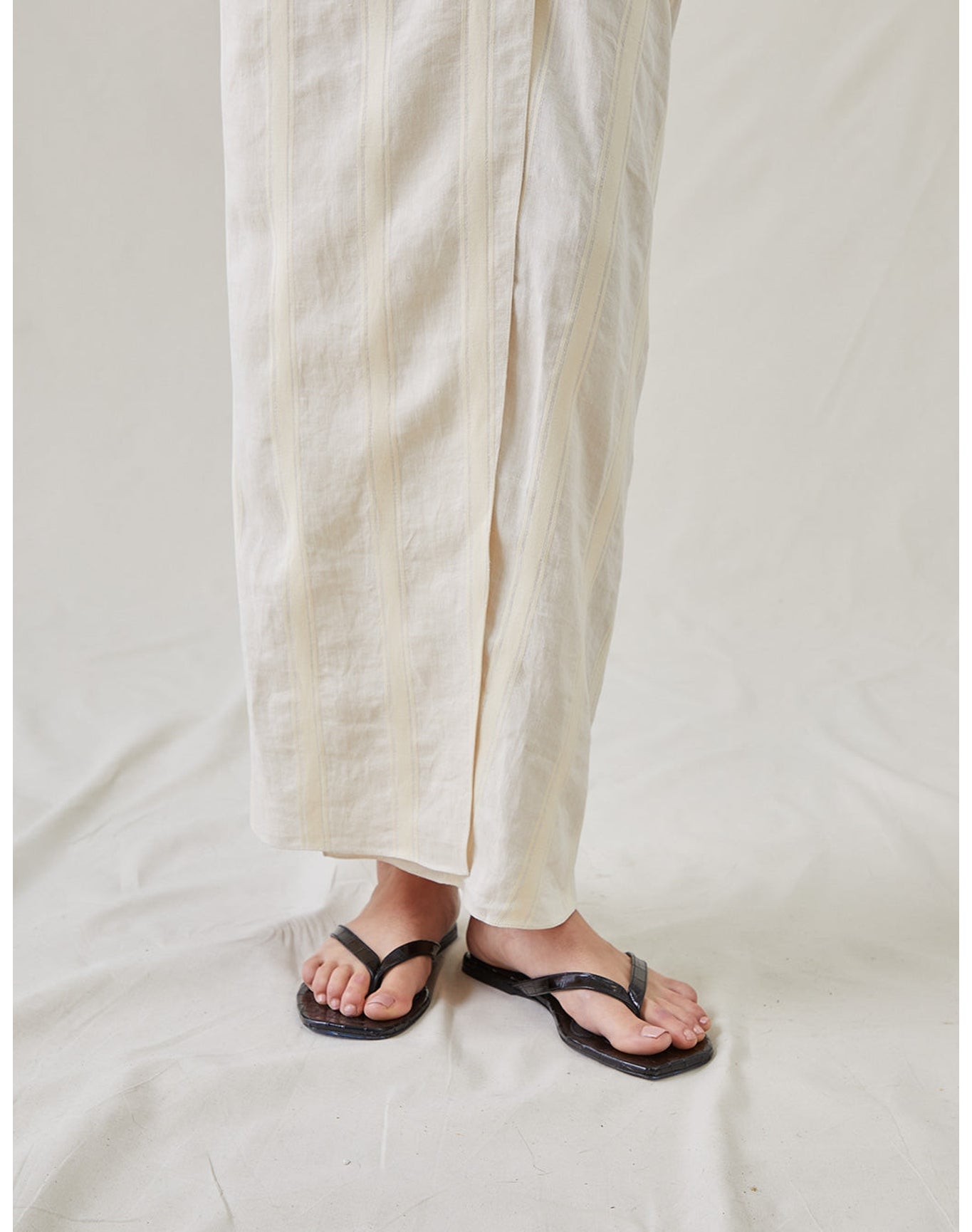 The Sarong Skirt in Bari Stripe | Cream / Cream