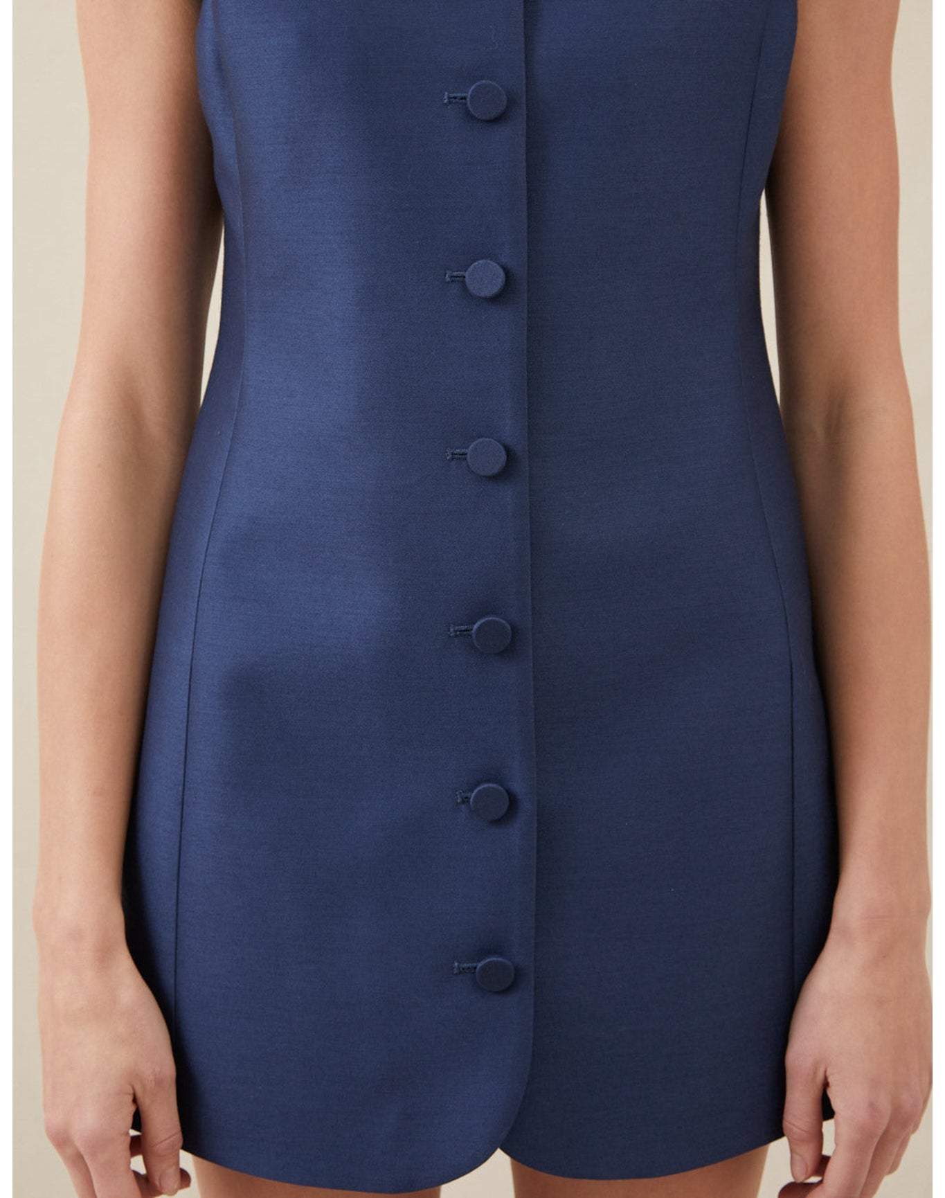 The Sculpted Mini Dress In Lucent Wool | Navy