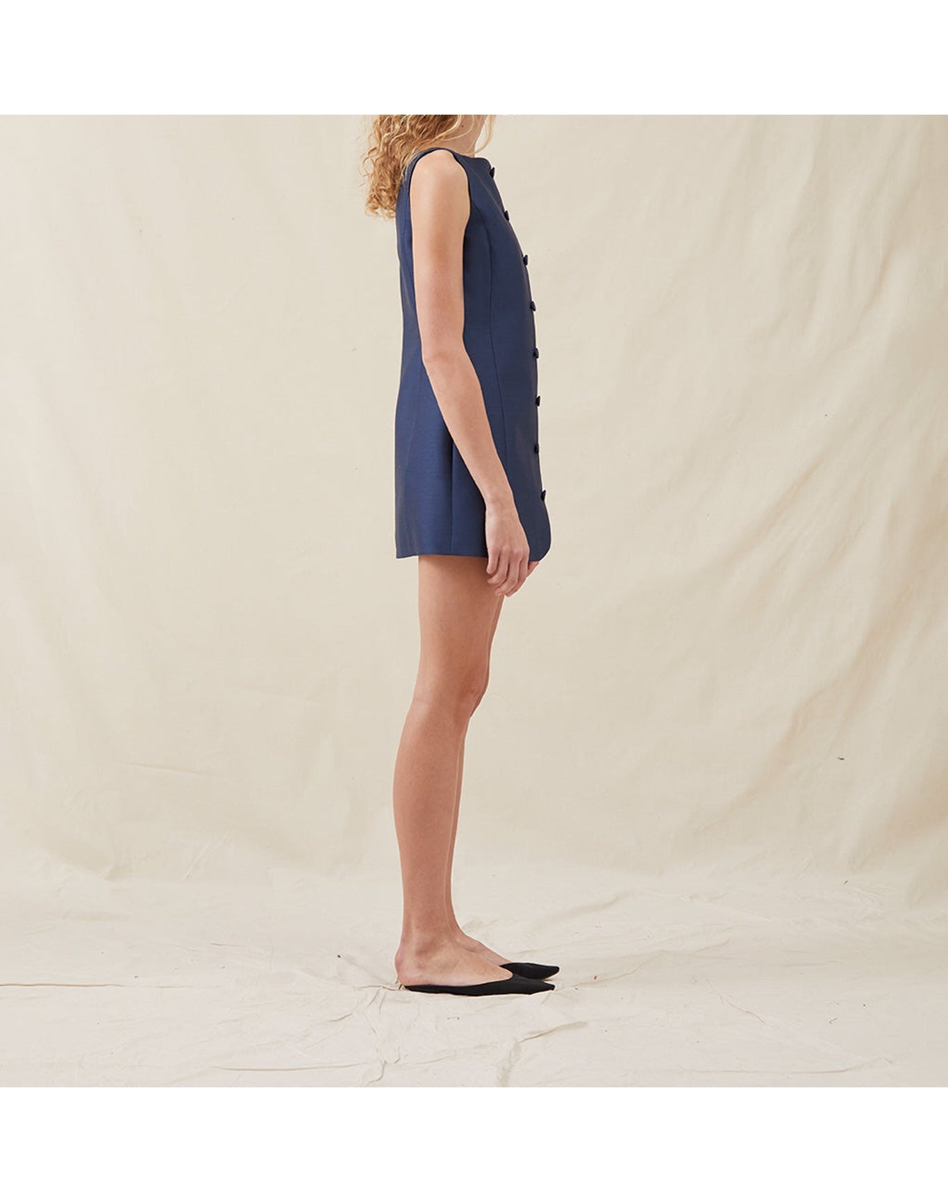 The Sculpted Mini Dress In Lucent Wool | Navy