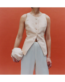 The Sculpted Vest In Lucent Wool | Blush