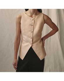 The Sculpted Vest In Lucent Wool | Blush