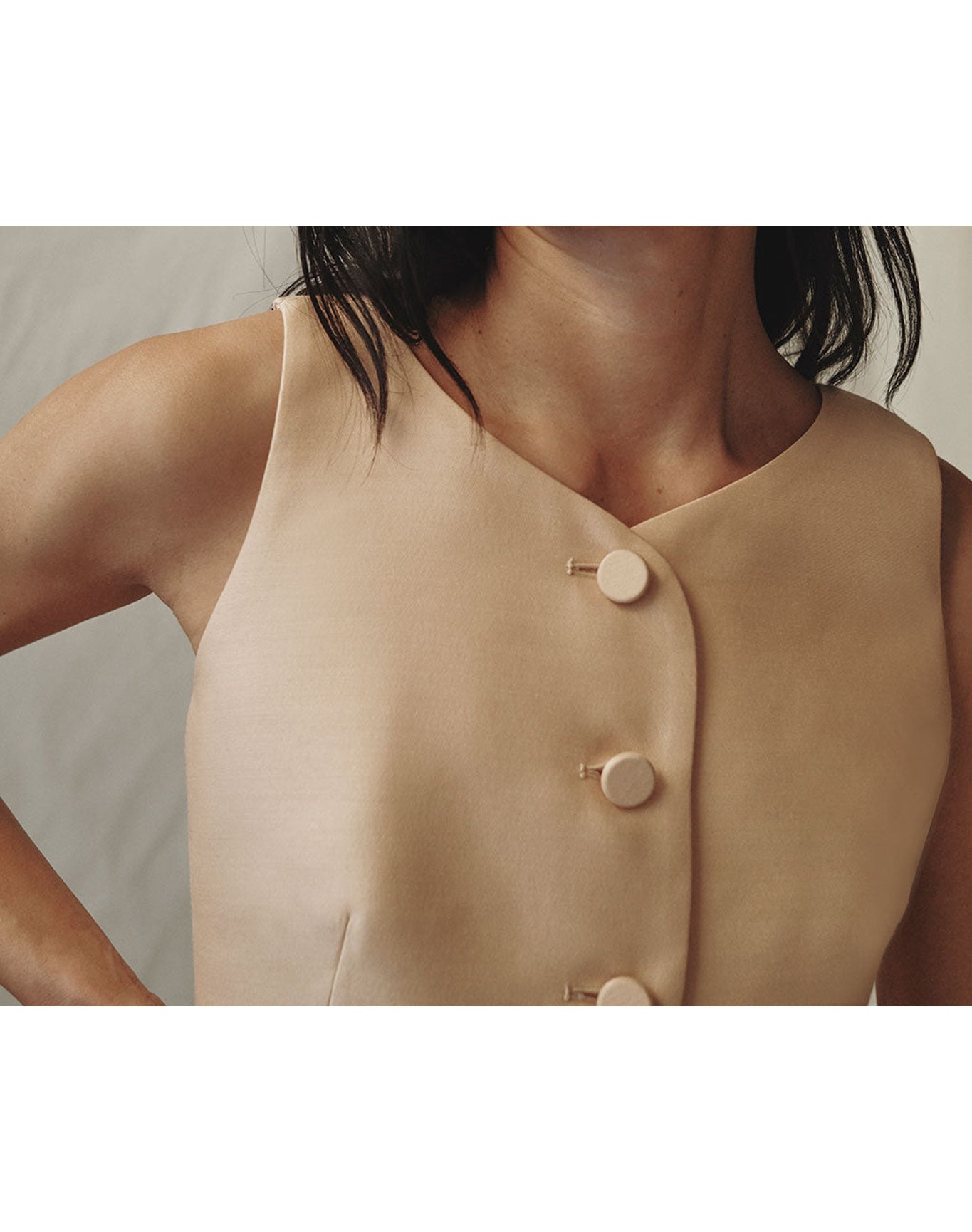 The Sculpted Vest In Lucent Wool | Blush