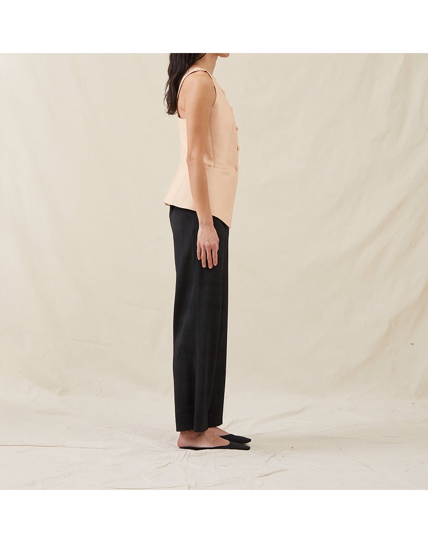 The Sculpted Vest In Lucent Wool | Blush