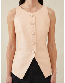 The Sculpted Vest In Lucent Wool | Blush