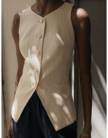 The Sculpted Vest in Tonal Stripe | Cream Stripe