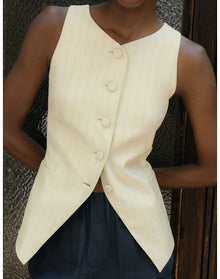 The Sculpted Vest in Tonal Stripe | Cream Stripe