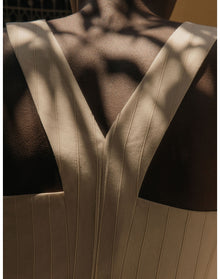 The Sculpted Vest in Tonal Stripe | Cream Stripe