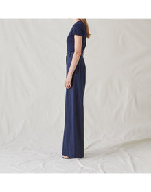 The Tailored Trousers in Tonal Stripe | Navy Stripe