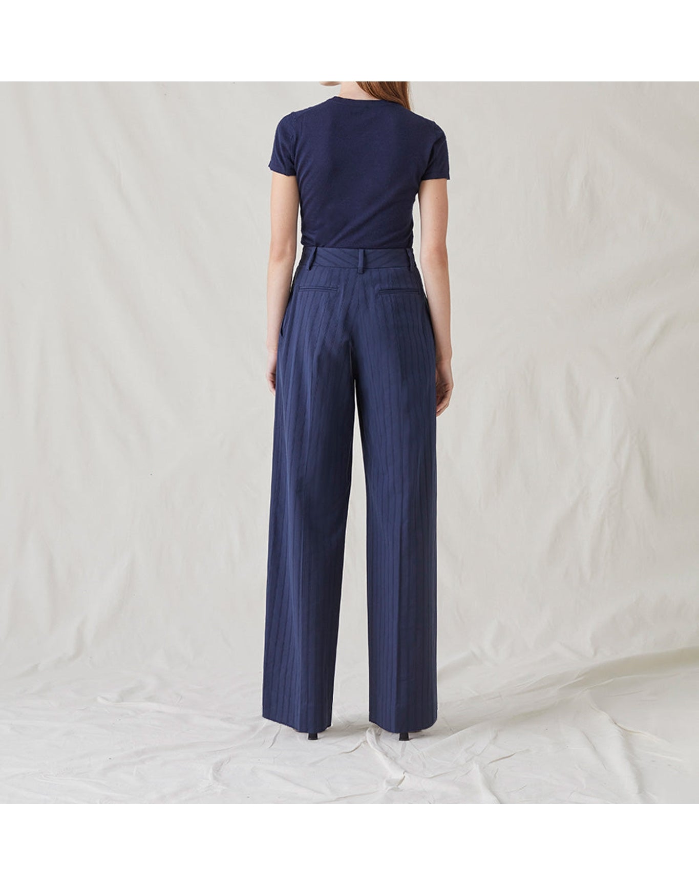 The Tailored Trousers in Tonal Stripe | Navy Stripe