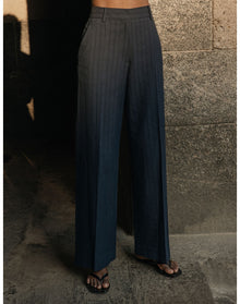 The Tailored Trousers in Tonal Stripe | Navy Stripe