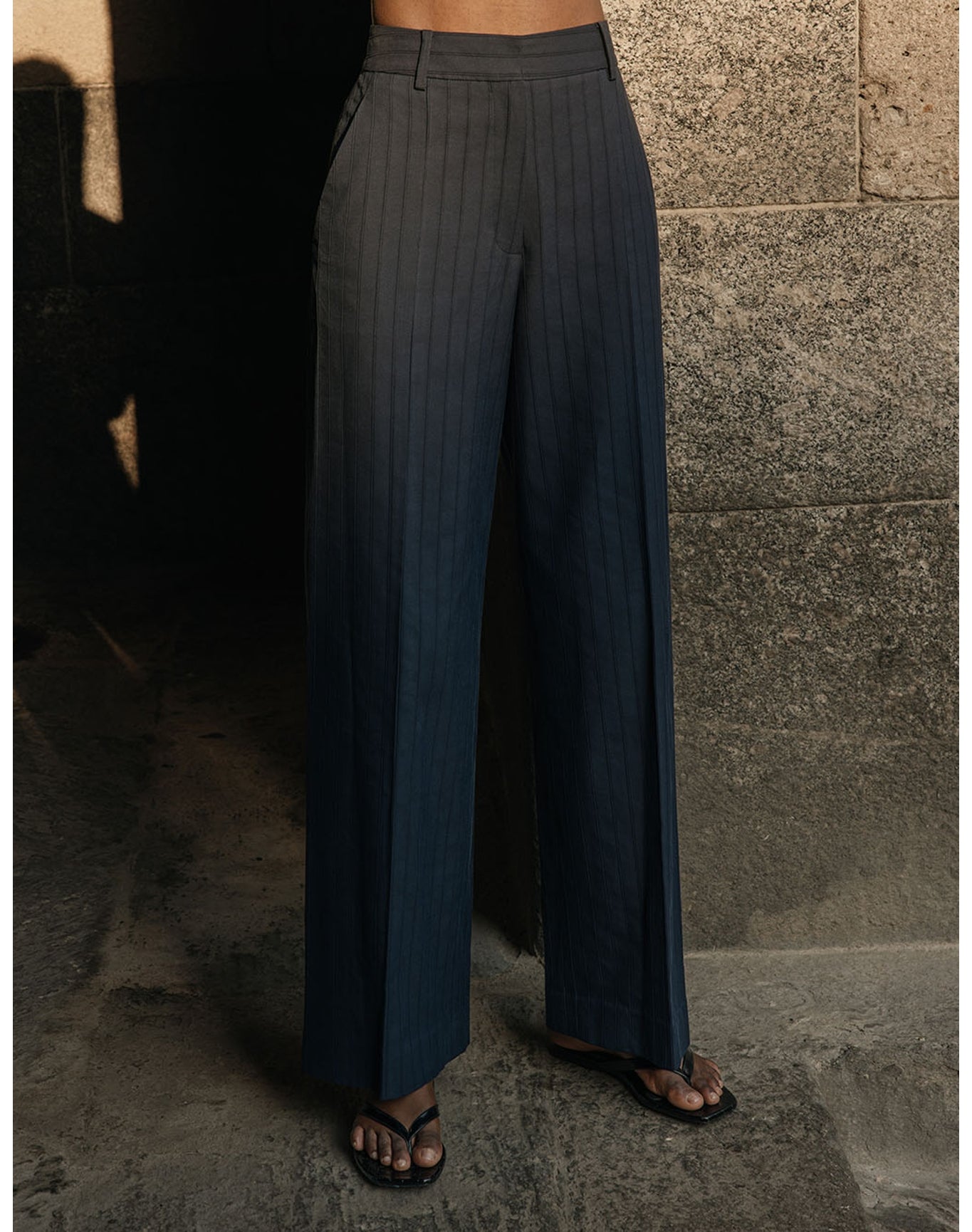 The Tailored Trousers in Tonal Stripe | Navy Stripe