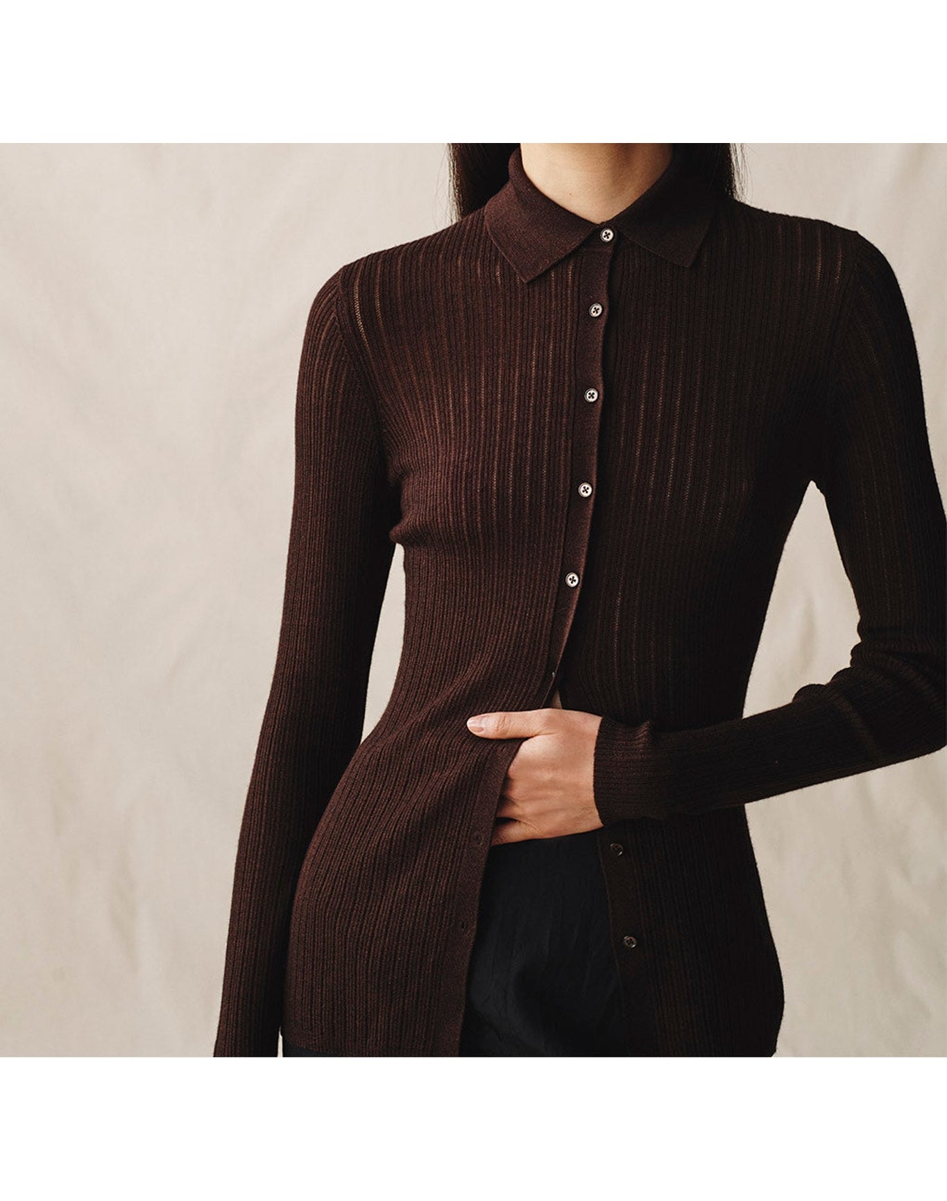The Whisper Knit Polo | Chocolate