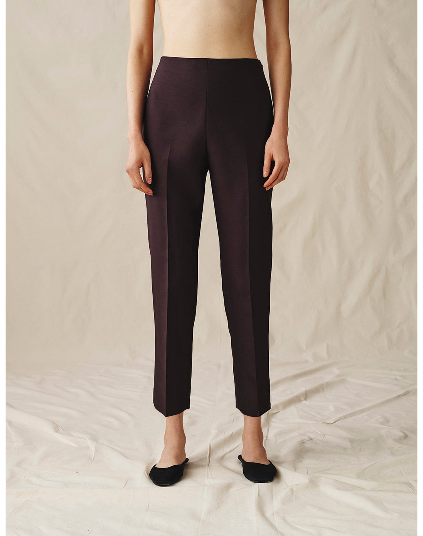 The Wool Silk Cigarette Pants | Plum